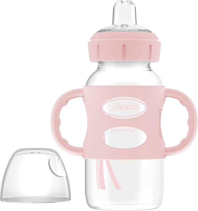 Dr Browns Wide Neck Sippy Bottle Silicone Handles Soft Spout 9oz BPA Free