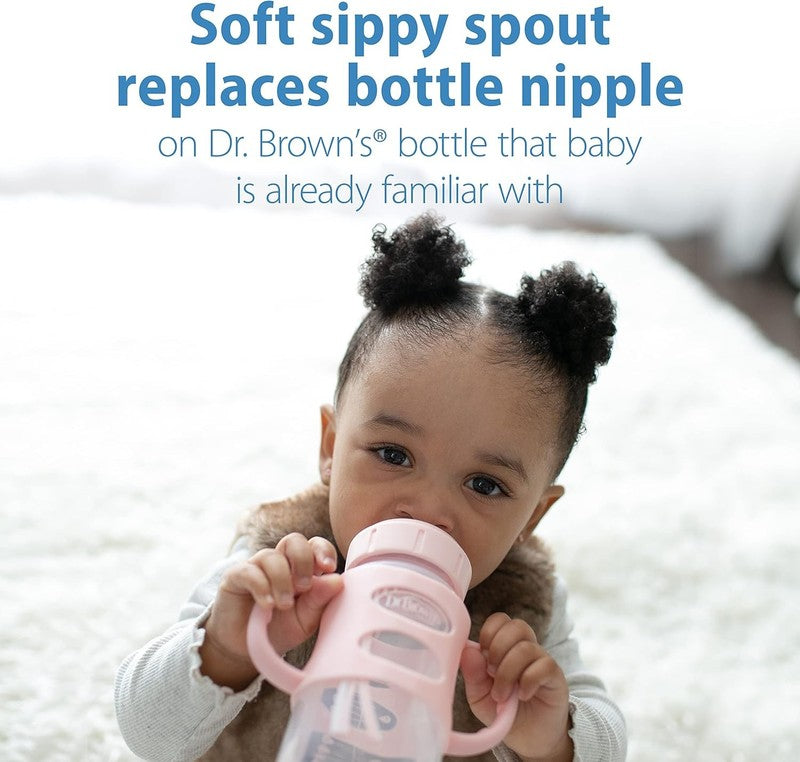 Dr Browns Wide Neck Sippy Bottle Silicone Handles Soft Spout 9oz BPA Free