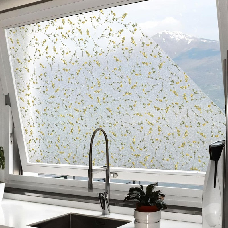 Window Privacy Film Dried Meadow Flowers Frosted Decorative Glass Covering Unbranded