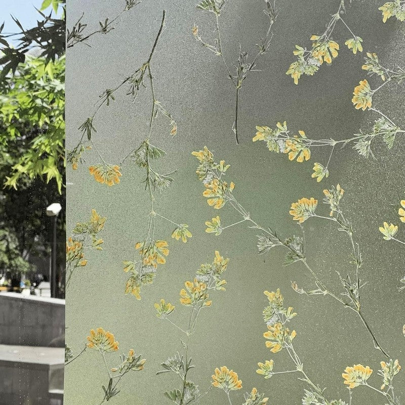 Window Privacy Film Dried Meadow Flowers Frosted Decorative Glass Covering Unbranded