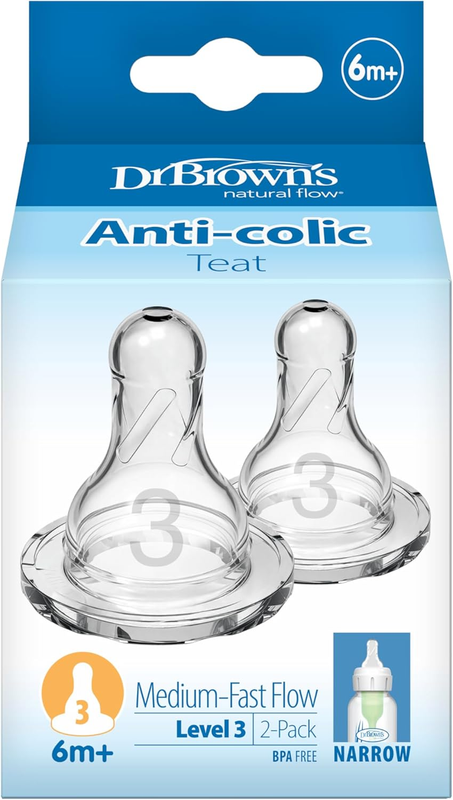 Dr Browns Options Narrow Mouth Teat 6 Months Transparent Baby Bottle Nipple