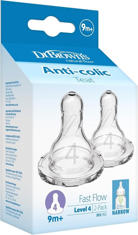 Dr Browns Options Narrow Mouth Teat 9 Months Transparent Baby Bottle Nipple