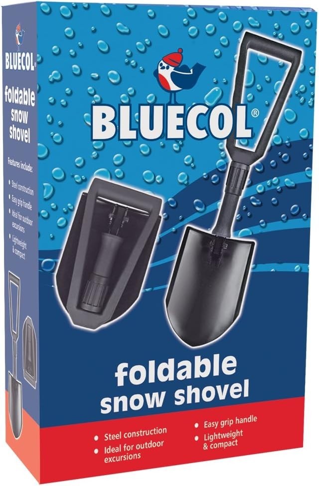 Bluecol Steel Foldable Snow Shovel Winter Scooper Mucking Out Clearing Spade Unbranded