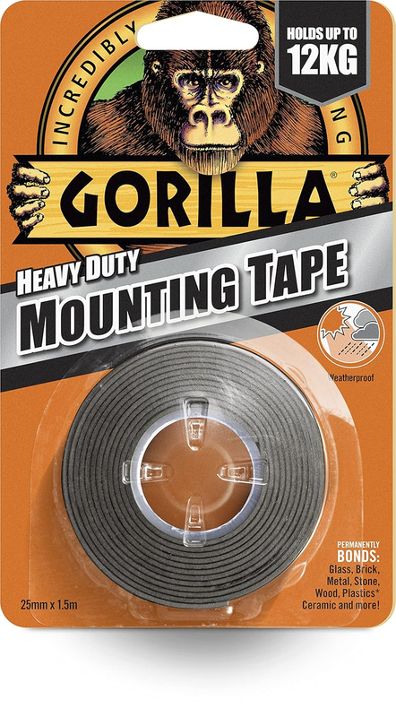 Gorilla Heavy Duty Mounting Tape Black 1.5m Strong Double Sided Adhesive Gorilla