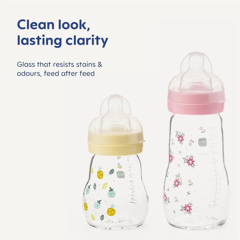 MAM Glass Baby Bottle Newborn Slow Flow 90ml Size 0 MAM