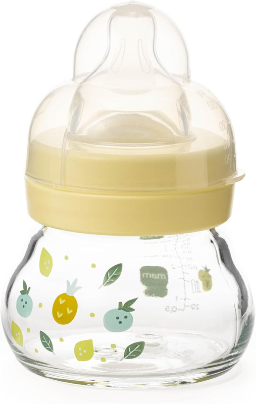 MAM Glass Baby Bottle Newborn Slow Flow 90ml Size 0 MAM