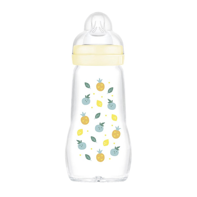 Glass Baby Bottle Medium Flow 260ml Newborn White Feel Good MAM