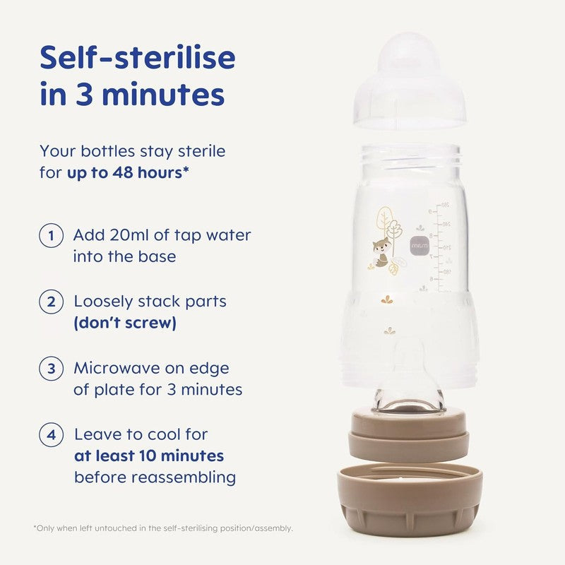 MAM Anti Colic Baby Bottles 260ml 3 Pack Medium Flow MAM