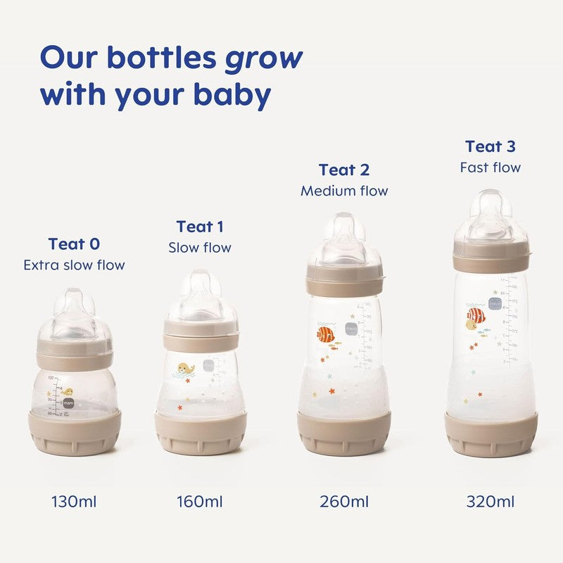 MAM Anti Colic Baby Bottles 260ml 3 Pack Medium Flow MAM