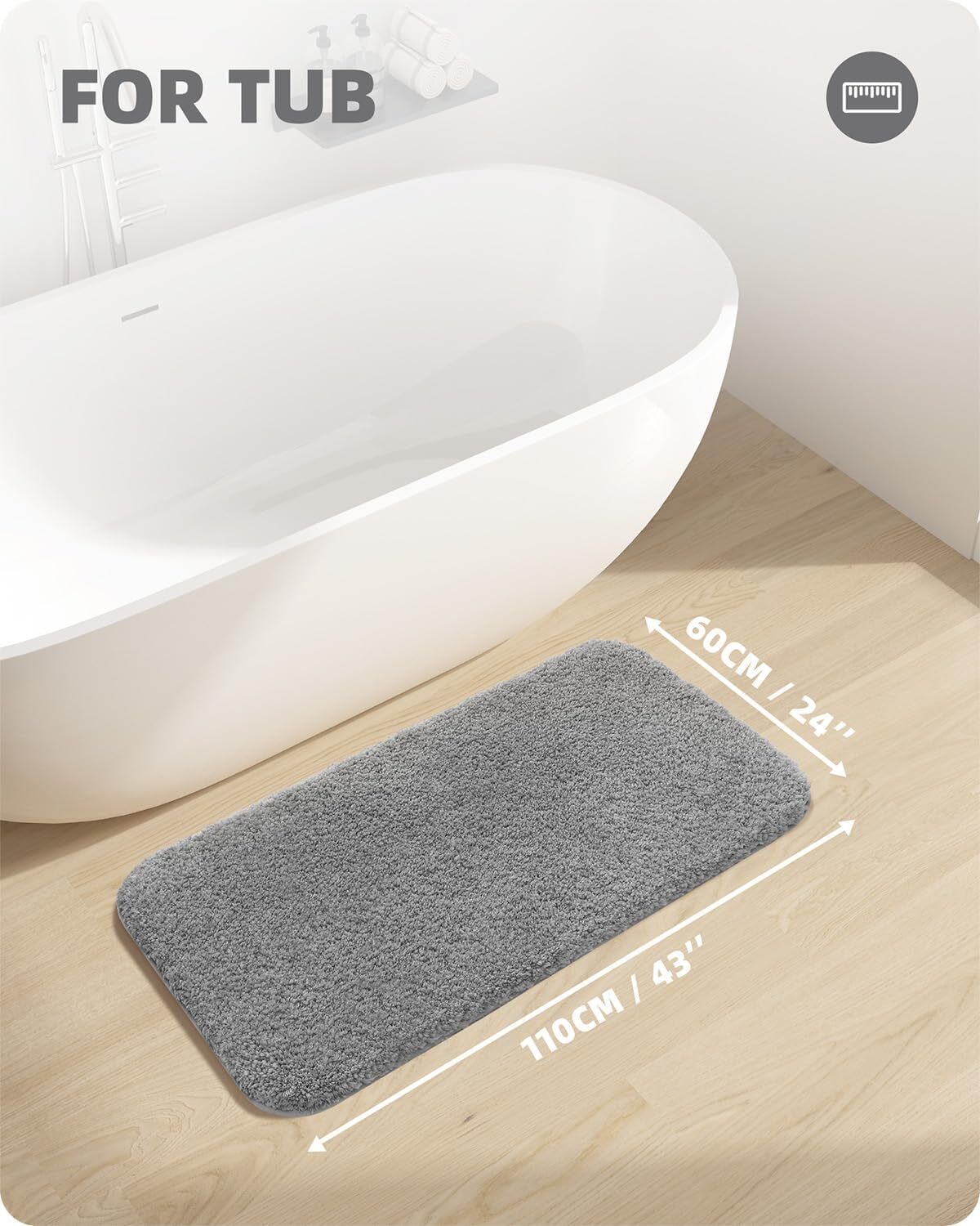 Non Slip Bath Mat Bathroom Rugs Water Absorbent Toilet Pedestal Mats 60 x 110 cm Delux Rugs