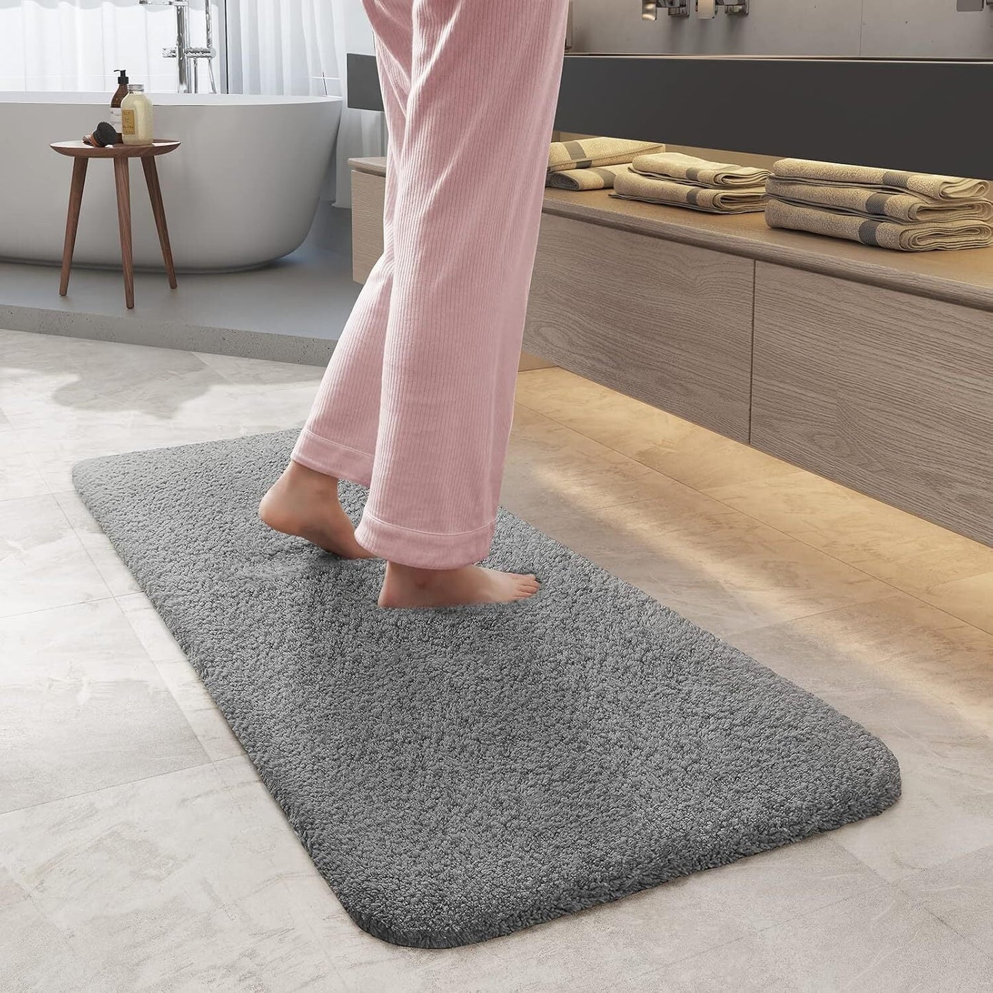 Non Slip Bath Mat Bathroom Rugs Water Absorbent Toilet Pedestal Mats 60 x 110 cm Delux Rugs