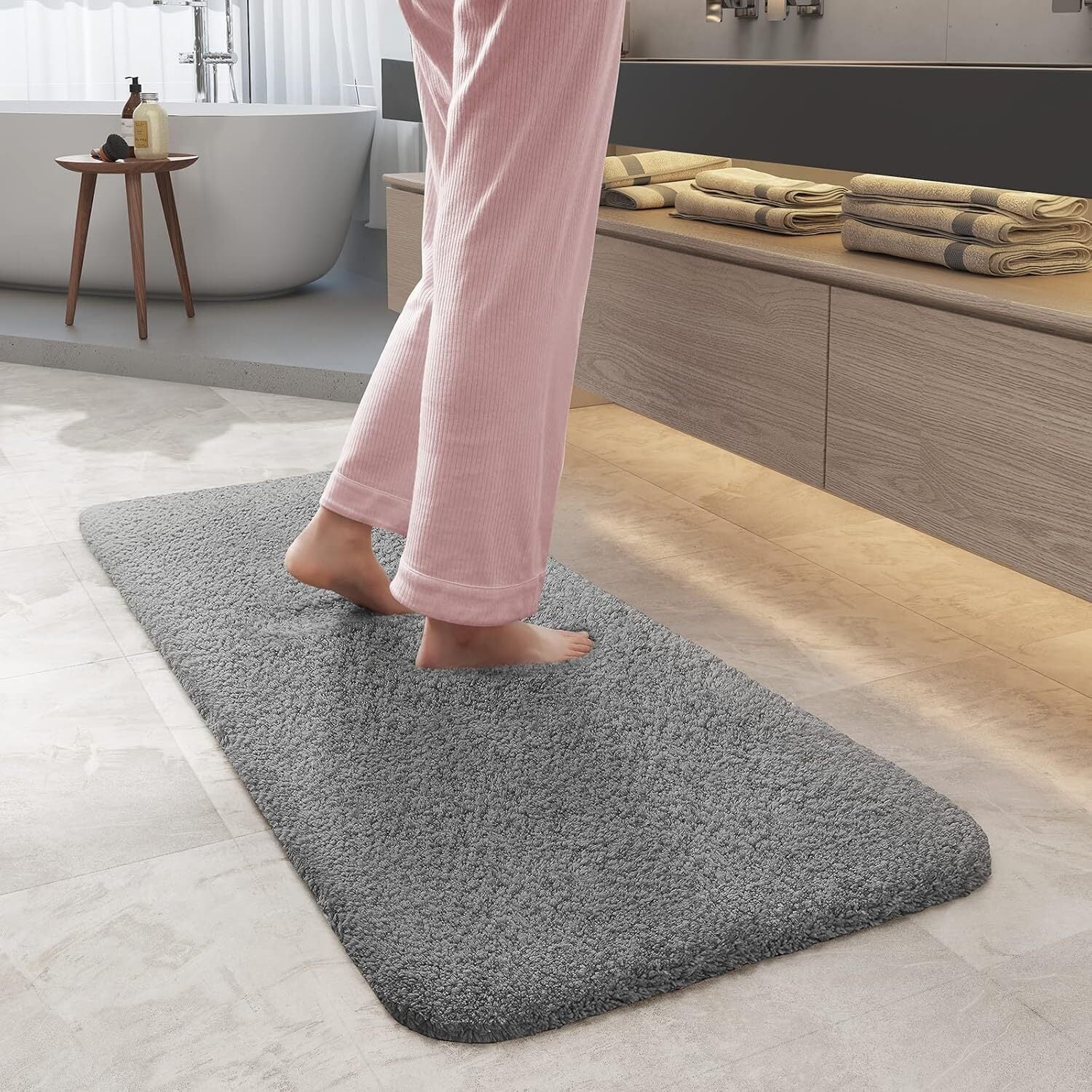 Non Slip Bath Mat Bathroom Rugs Water Absorbent Toilet Pedestal Mats 60 x 110 cm Delux Rugs