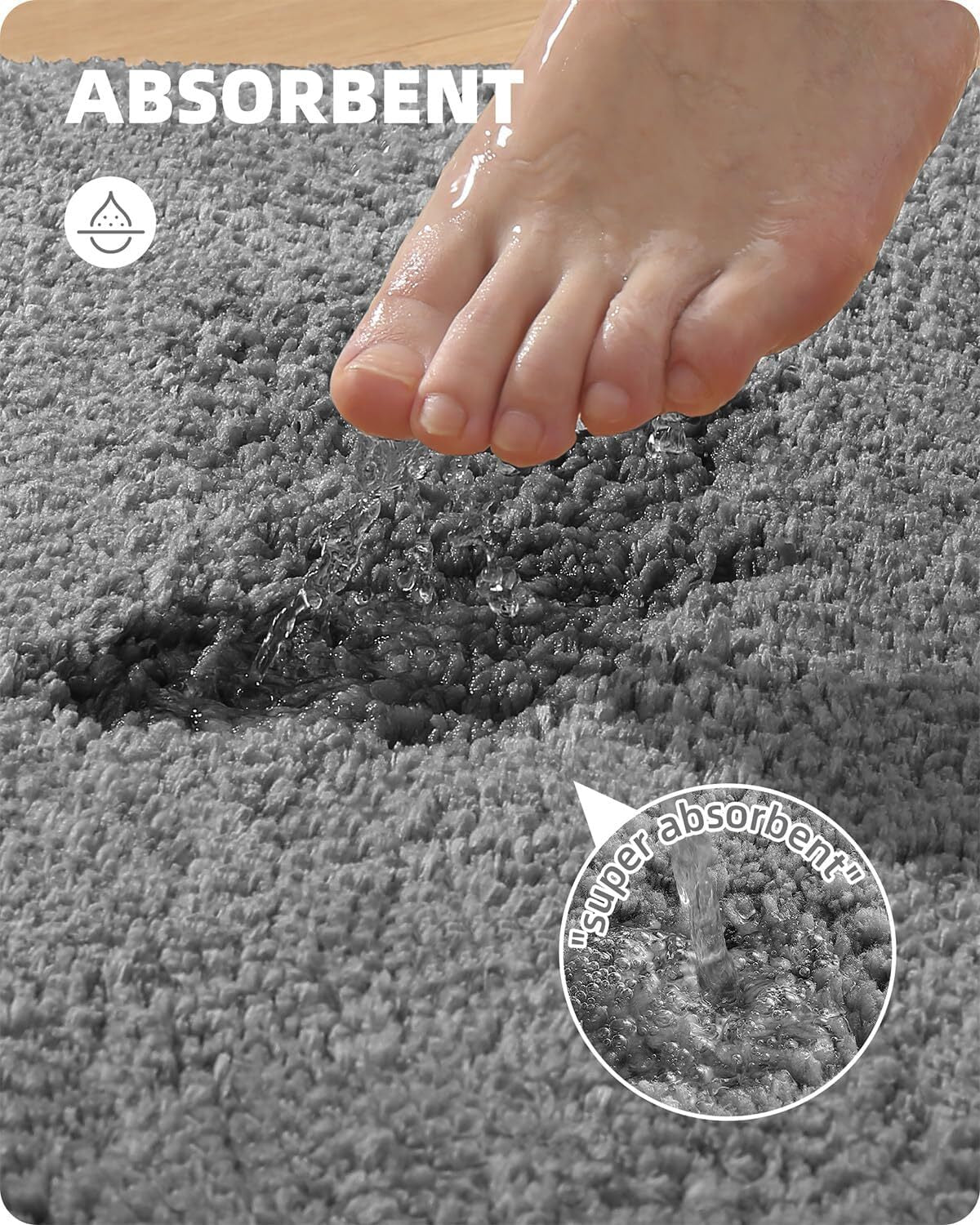 Non Slip Bath Mat Bathroom Rugs Water Absorbent Toilet Pedestal Mats 60 x 110 cm Delux Rugs