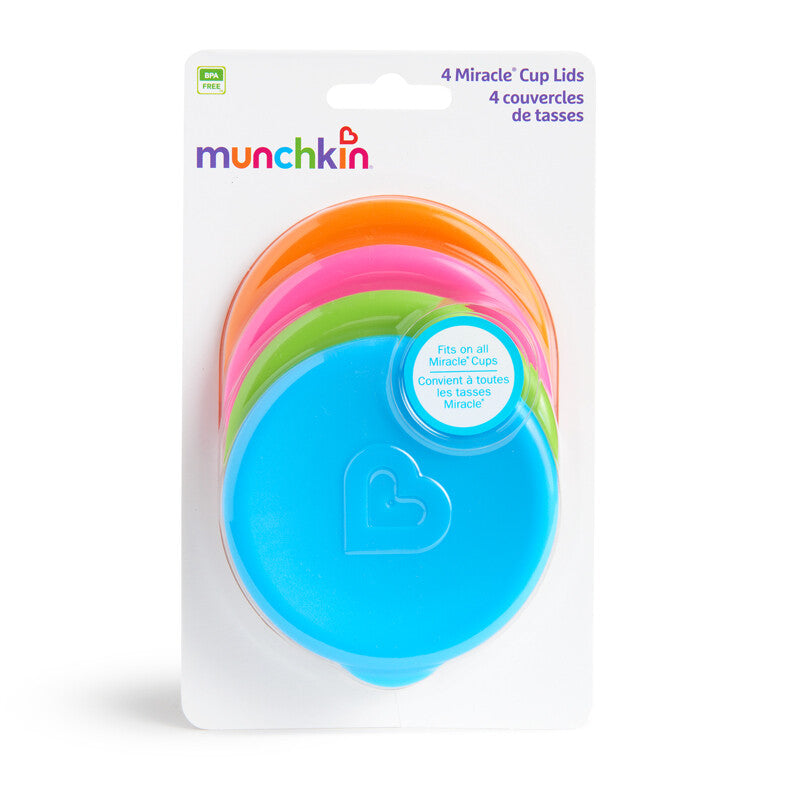 Munchkin Baby Miracle Drinking Cup Lids Fit All Miracle Cup Styles Pack of 4 Munchkin