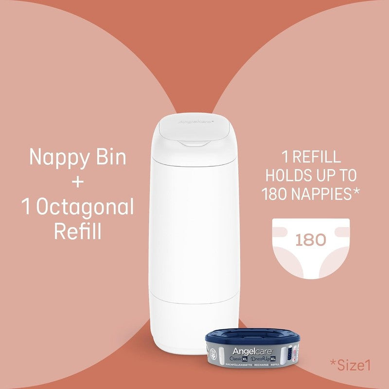 Angelcare Nappy Bin XL Classic Octo Refill 70 Nappies No Twist