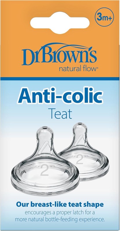 Dr Browns Natural Flow Level 2 Wide Neck Baby Bottle Teats 3m Plus 2 Pack Dr. Brown?s