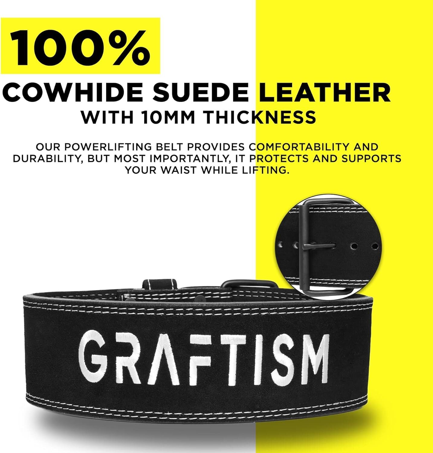 Gym Weightlifting Belt Leather Power Training Back Support 4 Inch Wide Style-1 Unbranded