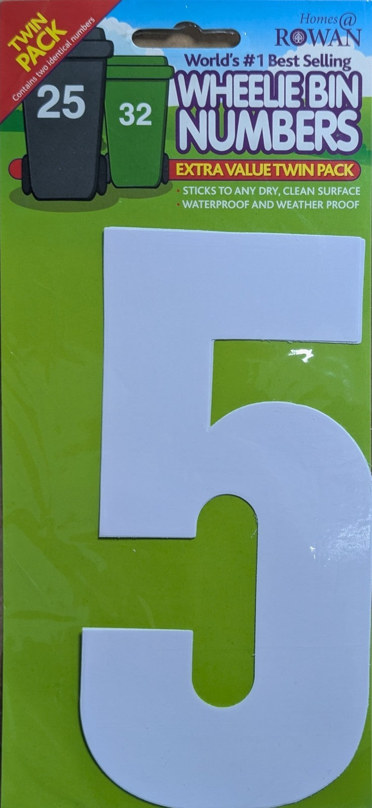 Wheelie Bin Sticker Number Decal Outdoor Waterproof Vinyl Sign 17cm 2Pack