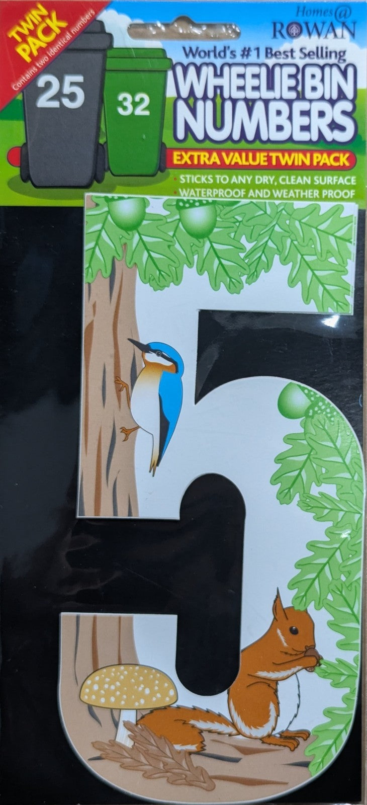 Wheelie Bin Sticker Number Decal Outdoor Waterproof Vinyl Sign 17cm 2Pack