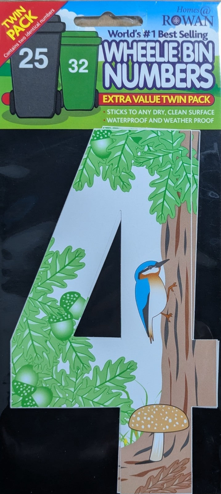 Wheelie Bin Sticker Number Decal Outdoor Waterproof Vinyl Sign 17cm 2Pack