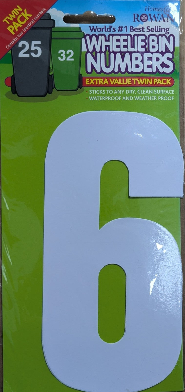 Wheelie Bin Sticker Number Decal Outdoor Waterproof Vinyl Sign 17cm 2Pack