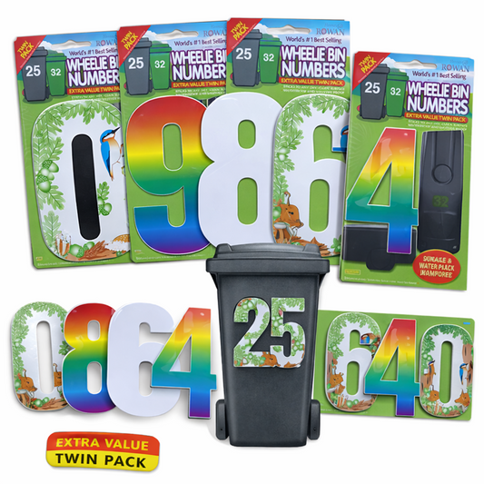 Wheelie Bin Sticker Number Decal Outdoor Waterproof Vinyl Sign 17cm 2Pack
