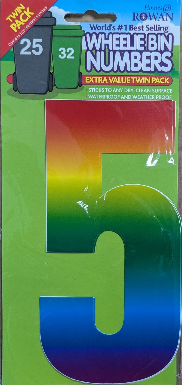 Wheelie Bin Sticker Number Decal Outdoor Waterproof Vinyl Sign 17cm 2Pack