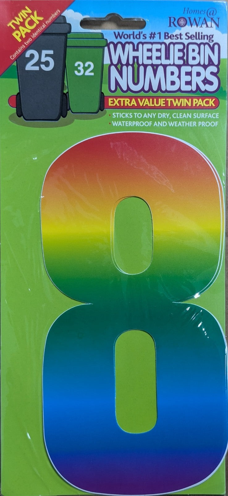 Wheelie Bin Sticker Number Decal Outdoor Waterproof Vinyl Sign 17cm 2Pack