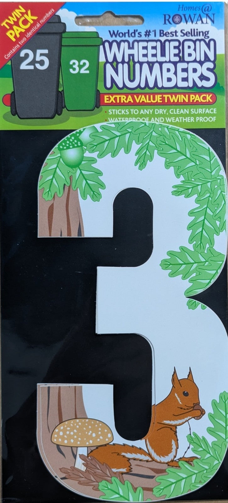 Wheelie Bin Sticker Number Decal Outdoor Waterproof Vinyl Sign 17cm 2Pack