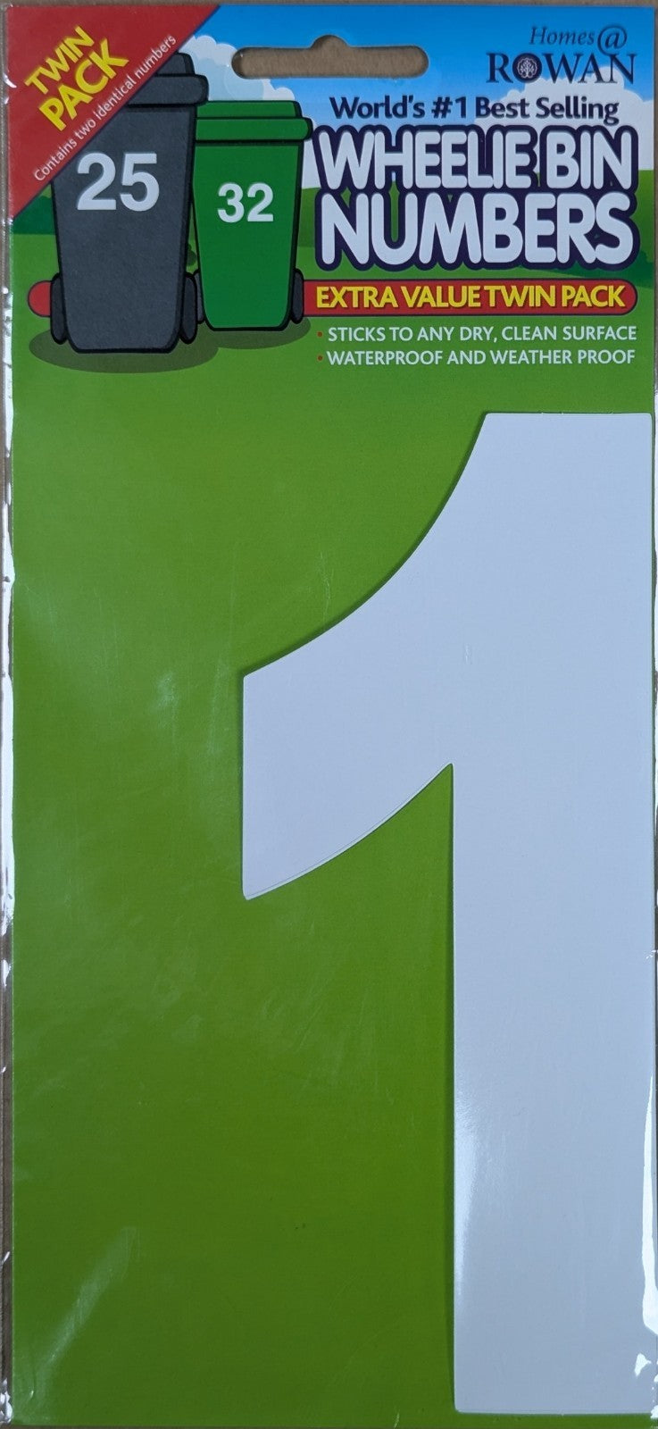 Wheelie Bin Sticker Number Decal Outdoor Waterproof Vinyl Sign 17cm 2Pack