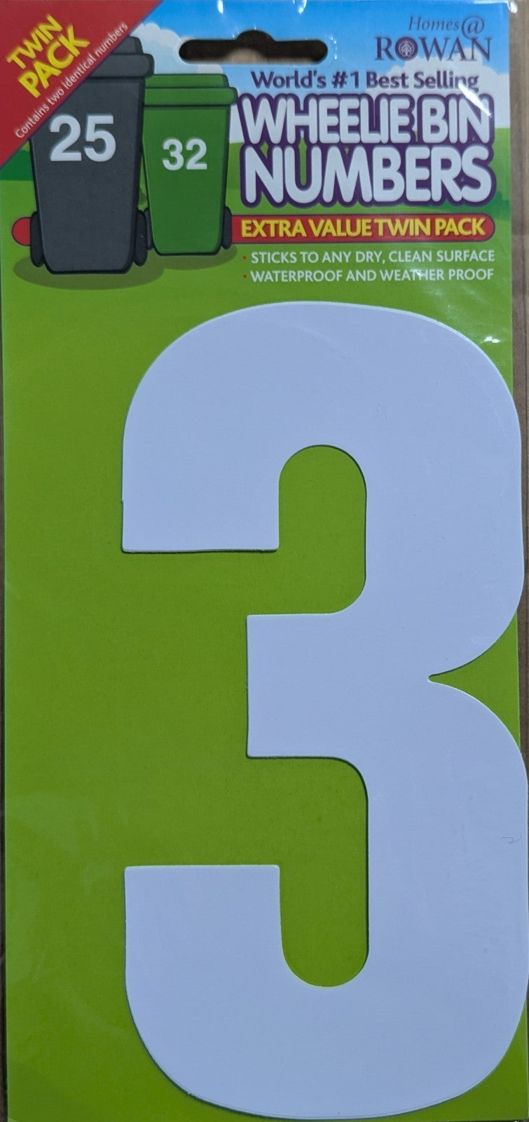 Wheelie Bin Sticker Number Decal Outdoor Waterproof Vinyl Sign 17cm 2Pack