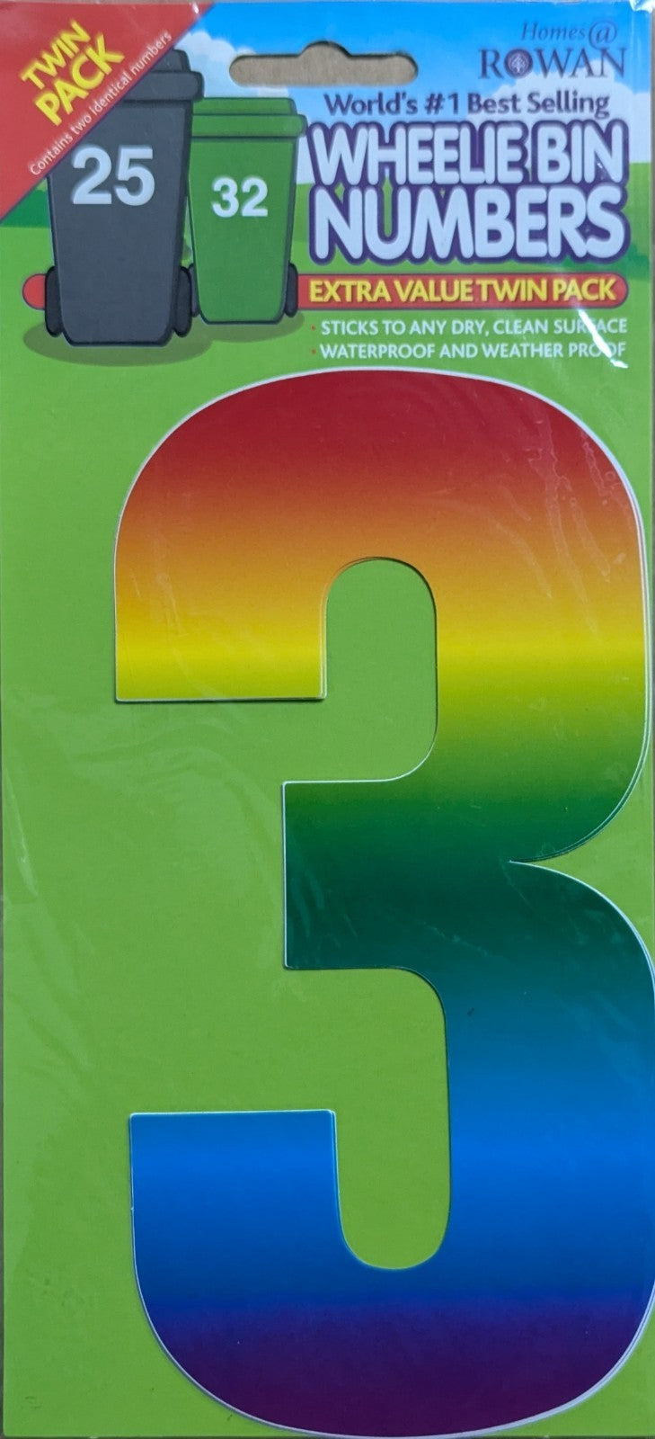 Wheelie Bin Sticker Number Decal Outdoor Waterproof Vinyl Sign 17cm 2Pack