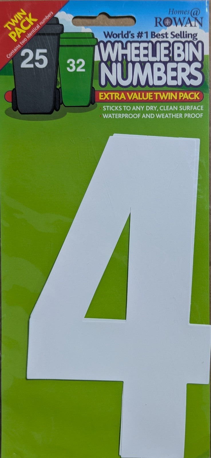 Wheelie Bin Sticker Number Decal Outdoor Waterproof Vinyl Sign 17cm 2Pack