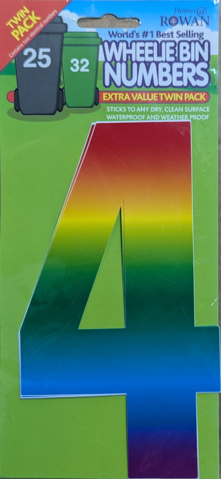 Wheelie Bin Sticker Number Decal Outdoor Waterproof Vinyl Sign 17cm 2Pack