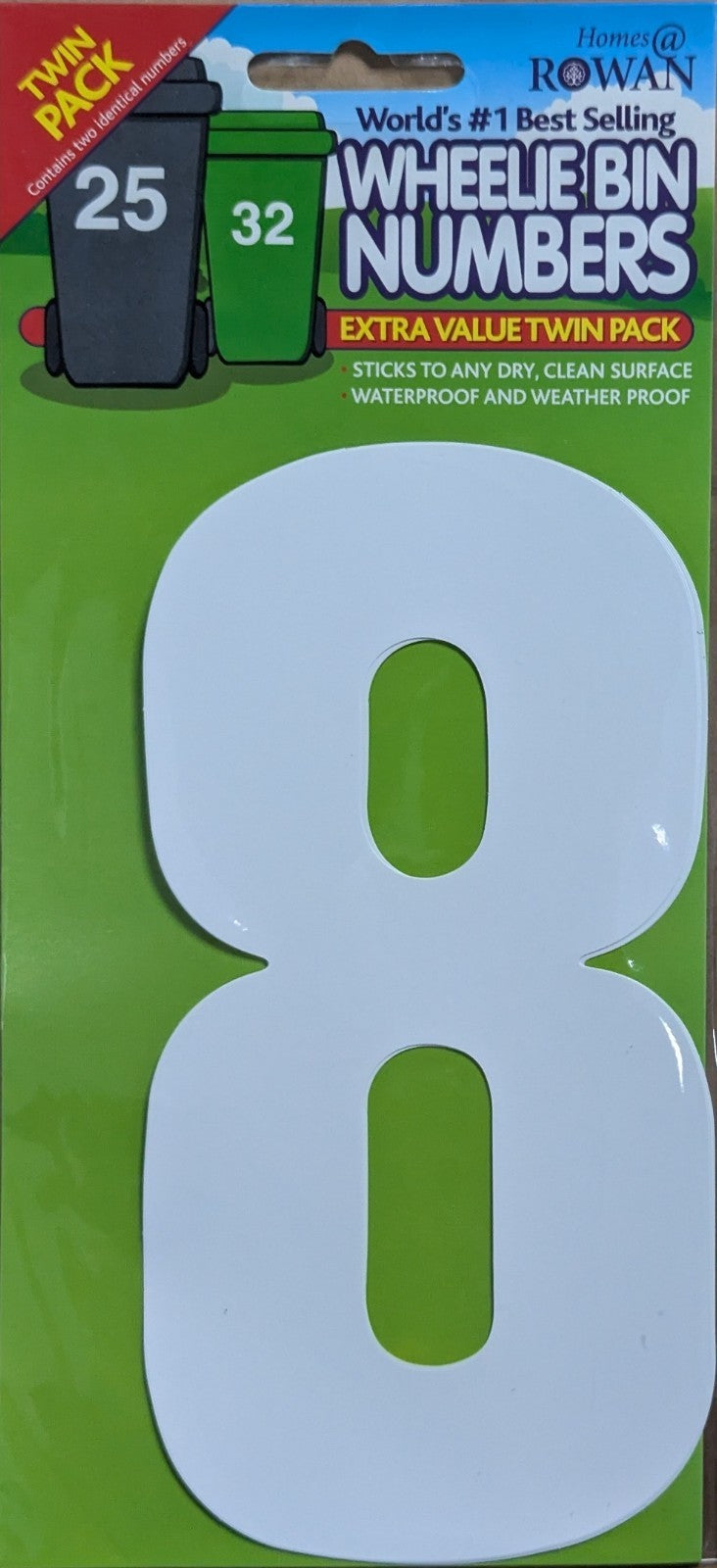 Wheelie Bin Sticker Number Decal Outdoor Waterproof Vinyl Sign 17cm 2Pack