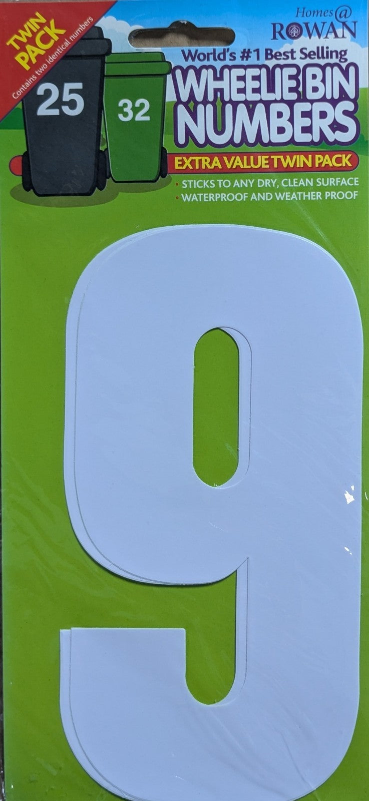 Wheelie Bin Sticker Number Decal Outdoor Waterproof Vinyl Sign 17cm 2Pack