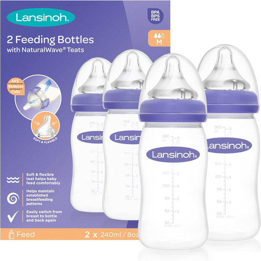Lansinoh Baby Bottles NaturalWave Medium Flow Teat 240ml Pack 2 LSH22 Lansinoh