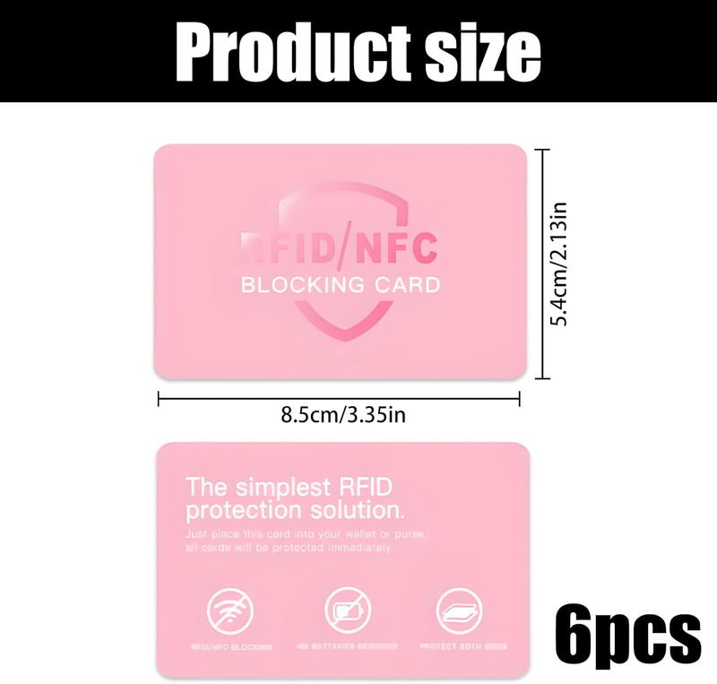 RFID Blocking Card NFC Protector Contactless Anti Theft Wallet 6 Pack Pink Unbranded