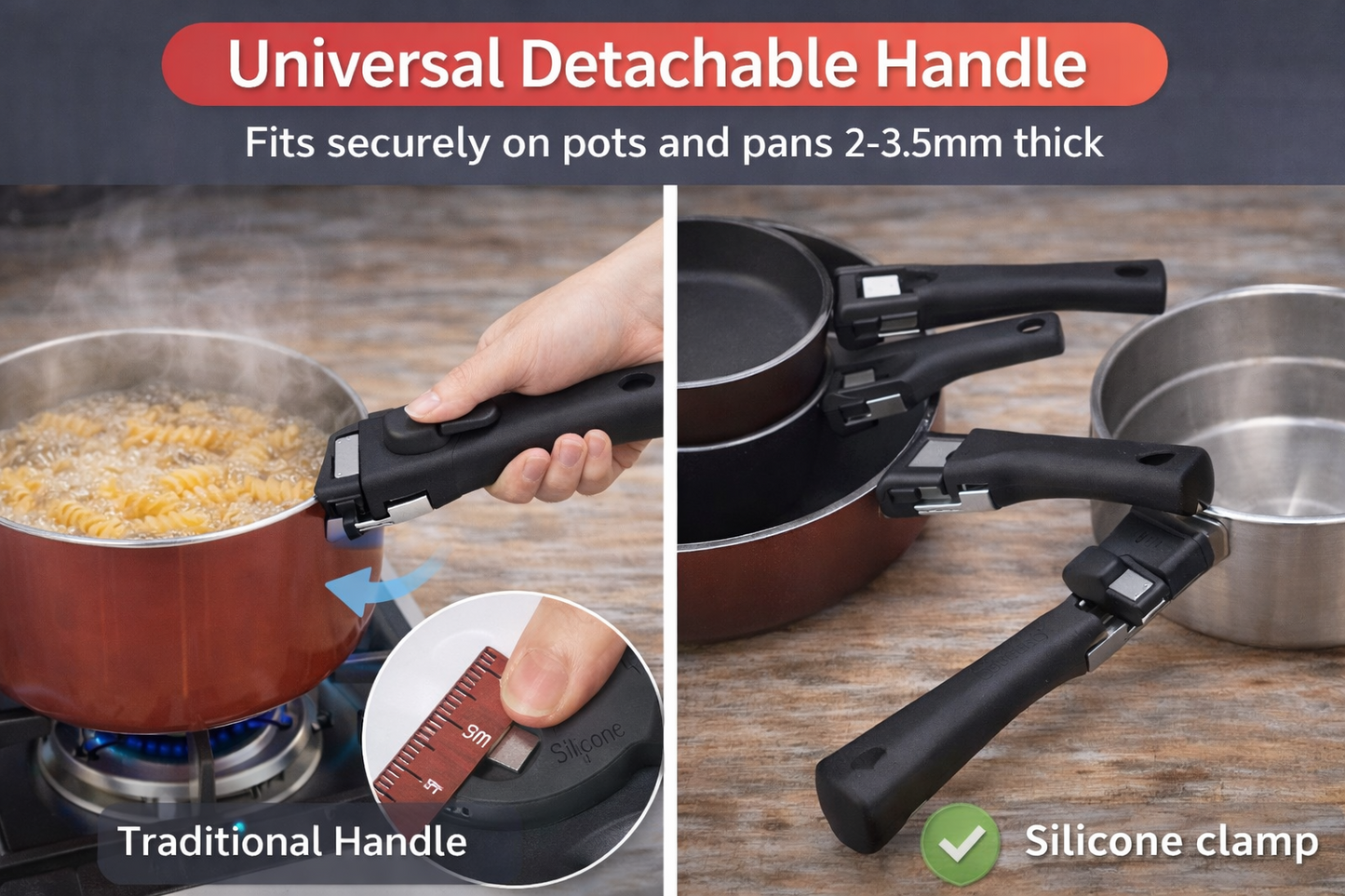 Removable Handle Detachable Universal Replacement Pot Pan Anti Scalding Unbranded