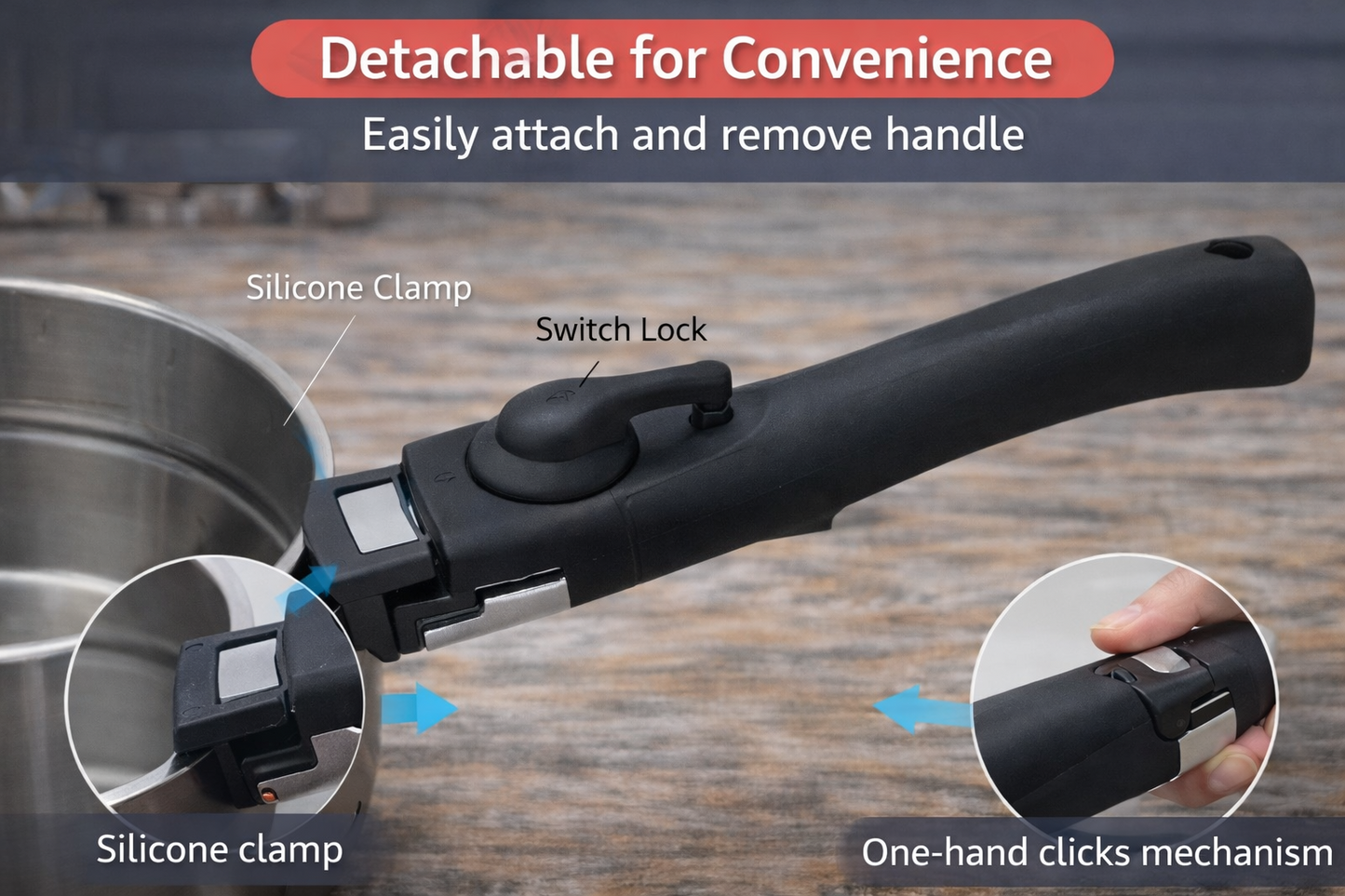 Removable Handle Detachable Universal Replacement Pot Pan Anti Scalding Unbranded