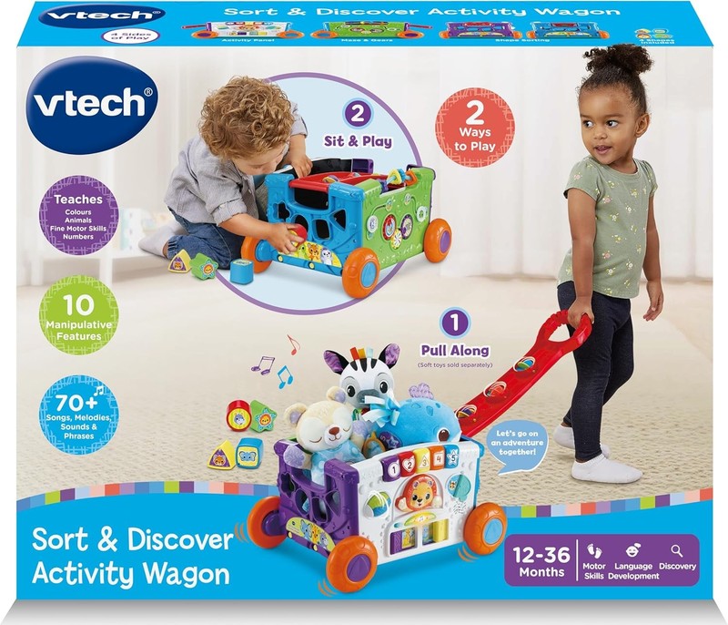 Toddler Activity Wagon Sort Discover Pull Along Learning Lights Animals VTech To VTech