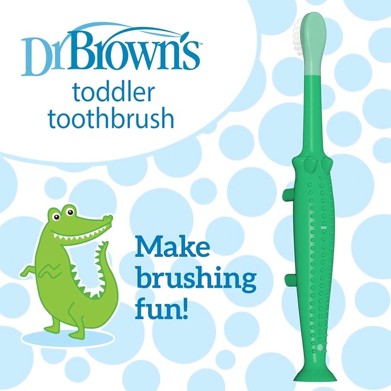 Toddler Toothbrush Soft Bristles Kids Training Crocodile Green Dr Browns Oral Dr Brown's