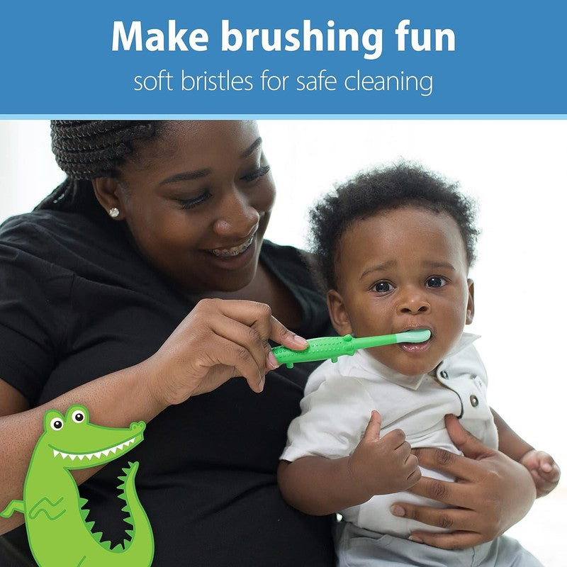 Toddler Toothbrush Soft Bristles Kids Training Crocodile Green Dr Browns Oral Dr Brown's