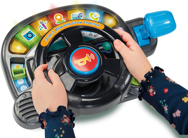 Ride On Tractor Push Mower Interactive Toddler Toy Driver Panel VTech Grow Kids VTech