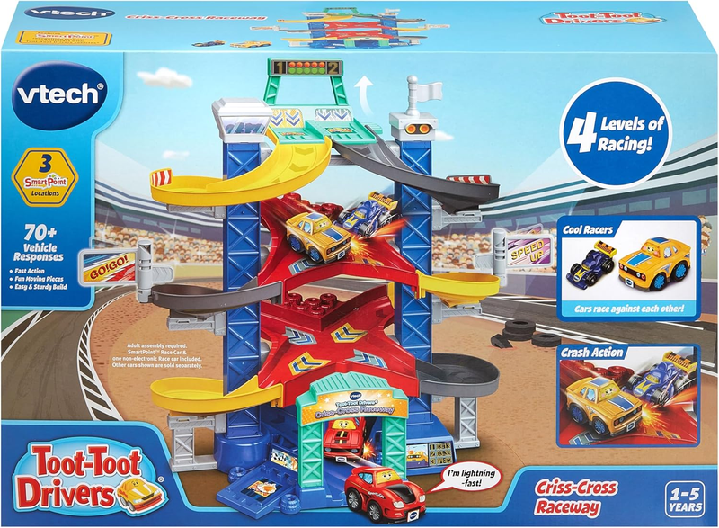 Car Track Raceway Playset Interactive Toddler Vehicles Crash Zones VTech Drivers VTech
