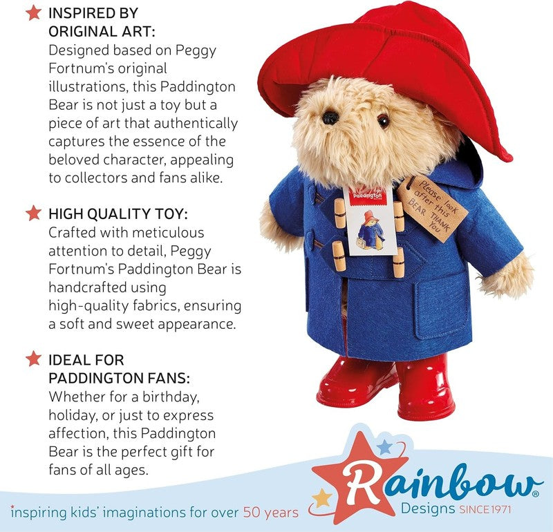 Paddington Bear Plush Toy Collectable Soft Teddy 35cm Wellington Boots Blue Coat Paddington Bear Plush Toy