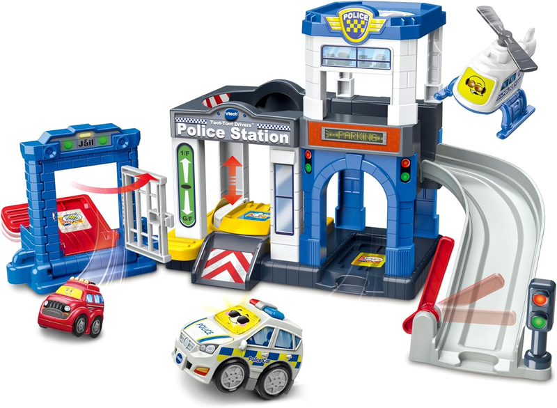 Police Station Playset Car Track Vehicles Lights Sounds Toddler VTech Toot Drive VTech