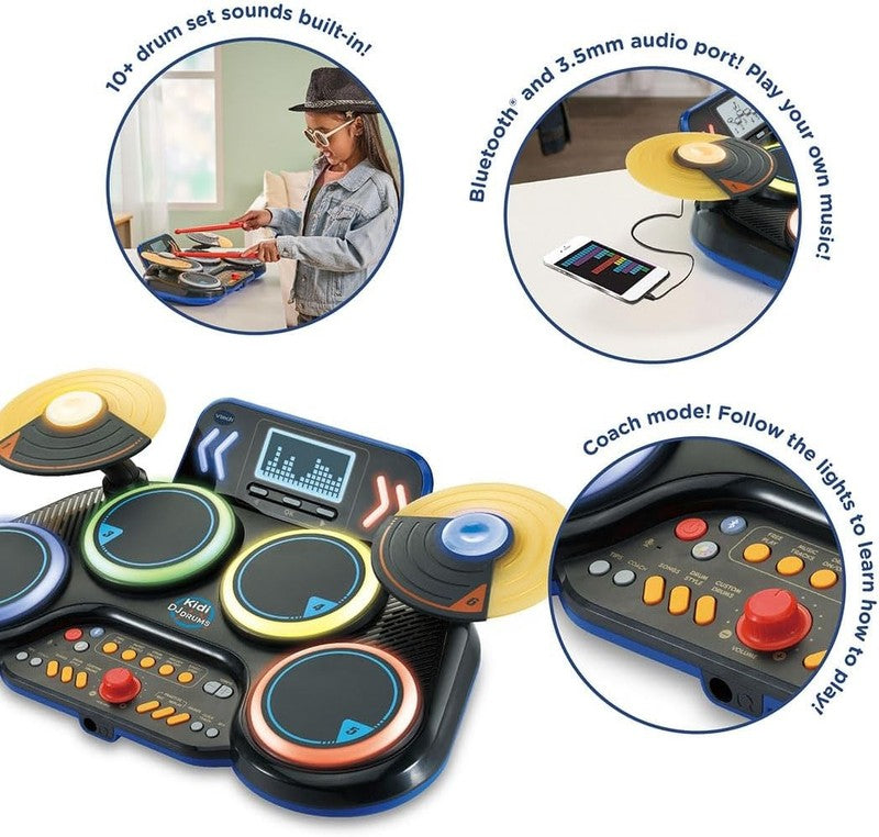 Electronic Drum Kit Bluetooth Musical Instrument Lights Sticks VTech DJ Drums VTech