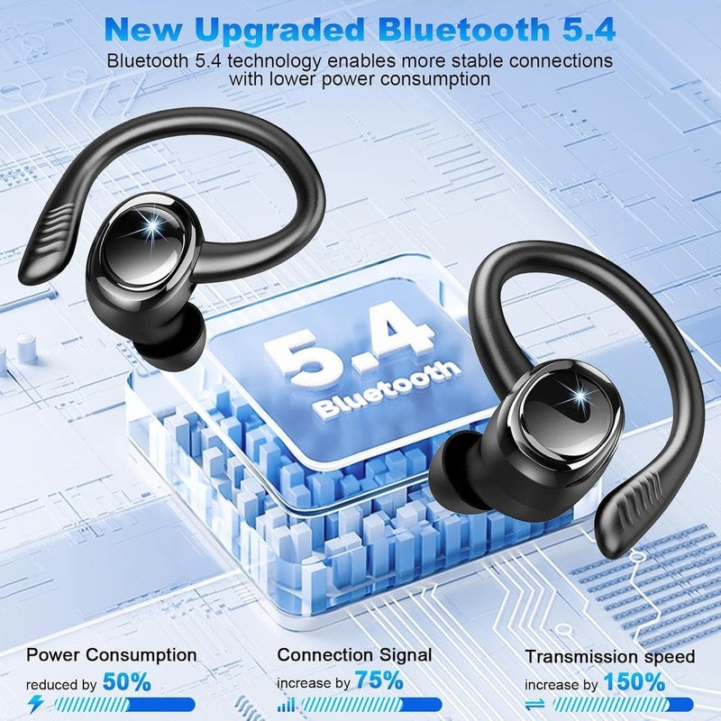 Bluetooth Wireless Earbuds Earphones Noise Cancelling 50Hrs Gym Sport Running Unbranded