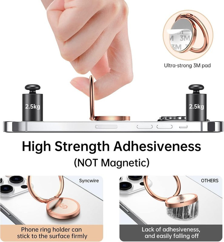 Mobile Phone Ring Holder 360 Rotating Finger Stand Universal Rose Gold Grip Unbranded